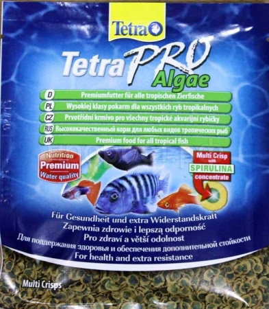 Корм для рыб Tetra Pro Algae пакет 12 гр чипсы с спирулиной для рыб