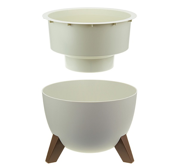 Кашпо ФЛОРИАН D350 12л белый ротанг с вставкой М3187 /3шт/М-пласт 