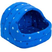 Лежанка-Домик ЛУКОШКО мягкий хлопок поролон синий 54*48*44см/9753син