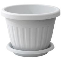 Кашпо Сильвер ЭКО 0,7л меланж (светло-серый) с под. /10шт/Рад