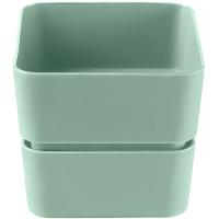 Кашпо квадрат Фиори 0,45л нефрит с под. 9,6*9,6*8,6см КШ-0541 /24шт/ПП