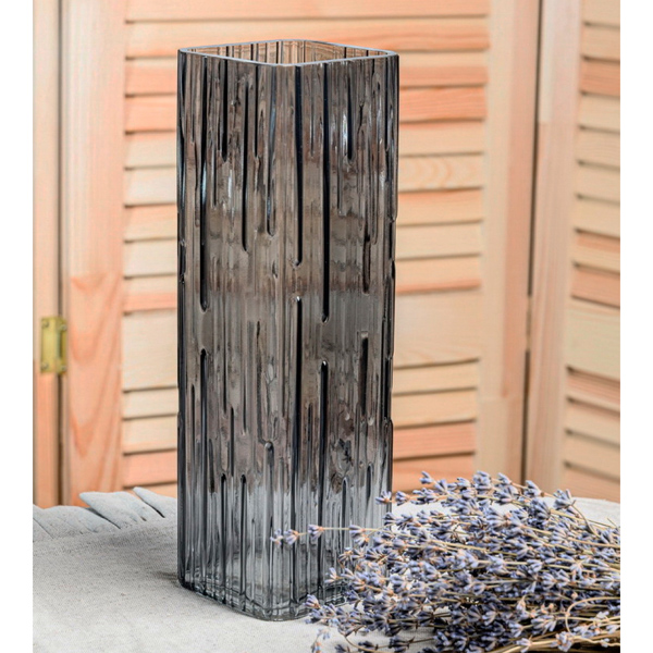 Ваза д/цветов Квадро большая графит стекл. /1904-Н5 /1шт/ДК Ваза д/цветов Квадро большая графит стекл. /1904-Н5 /1шт/ДК