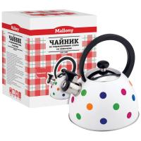 Чайник 2,2л MAL-0403 нерж.сталь, со свистком, капс.дно, в горошек Чайник 2,2л MAL-0403 нерж.сталь, со свистком, капс.дно, в горошек