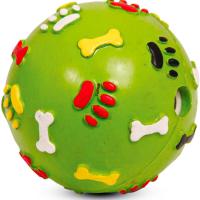 Игрушка с Мяч с лапками и косточками со звуком цельнолитая резина 8,5см/12191096/Триол