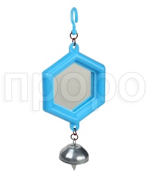 Зеркало для попугаев с колокольчиком многоугольное  Зеркало для попугаев с колокольчиком многоугольное