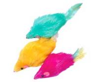 Игрушка для кошек Мышь меховая с пером 8см блистер