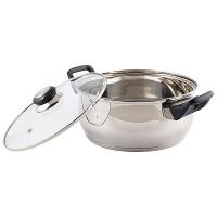 Кастрюля 3,9л нерж.сталь с крышкой (стекло) бакелит ручки Кастрюля 3,9л нерж.сталь с крышкой (стекло) бакелит ручки