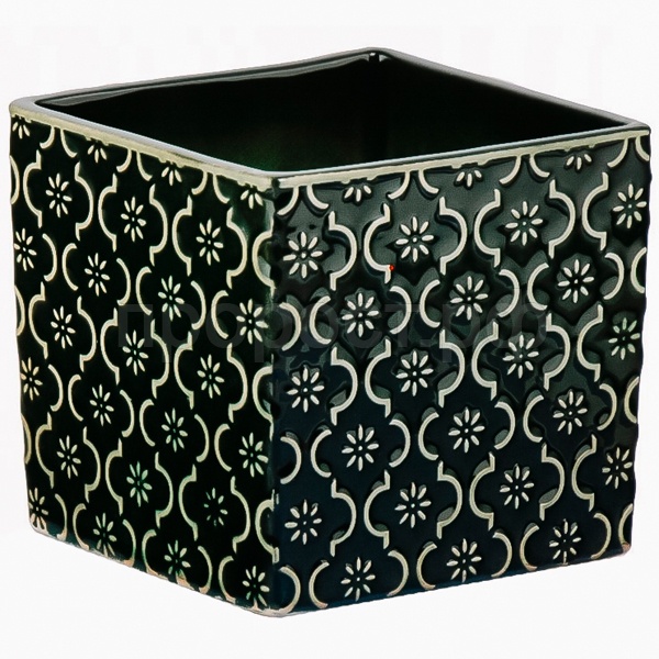 Кашпо Vintage 14*14; h13см зеленый квадрат 071608 