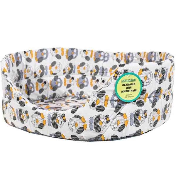 Лежанка овальная стеганая поролоновая хлопок ЗОО МИКС 52*46*20см/DONBARON