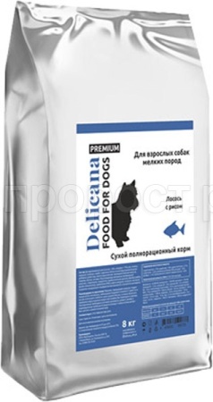Собаки Деликана лосось с рисом д/собак мелких пород 8кг/2078