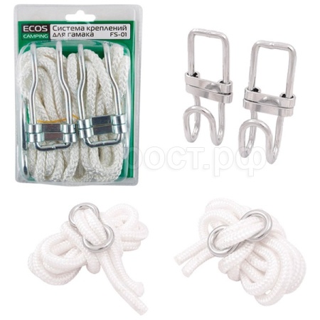 Крепления д/гамака (2 веревки, 2 крючка, 2 стопора) FS-01 004982 /16шт/ Ecos
