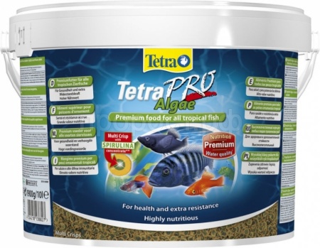 Корм для рыб Tetra Pro Algae ведро 10 л чипсы с спирулиной для рыб