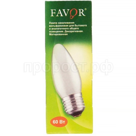 Лампа накаливания свеча "Favor" ДСМТ 230-60 В36 Е27