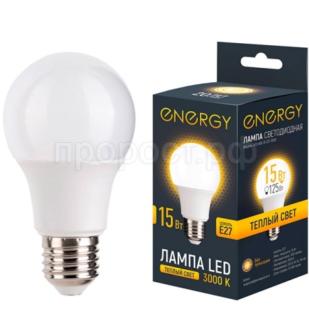 Лампа светодиодная Груша LED А60-15-E27-3000 теплый свет 109310 /100шт/ Energy