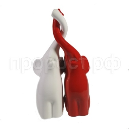 Пара слонов (красный+белый глянец)   L9W14H26  713353/S026