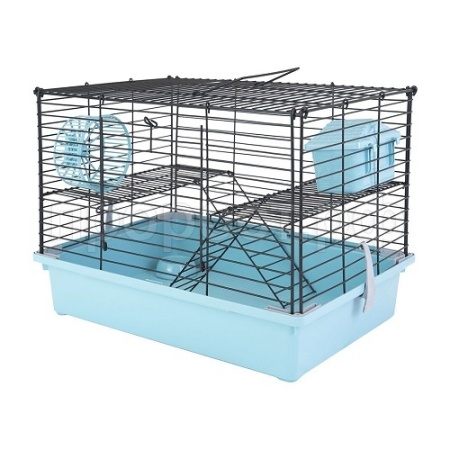 Клетка д/грыз МОРТИ 38*28*28см бирюз/черн (комп-дом,колесо,миска) /4437/Дарэлл