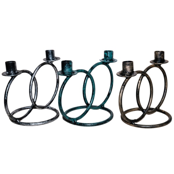 ДЕКОР Подсвечник Кольцо 2 свечи антик серебро РЗДИ/1шт