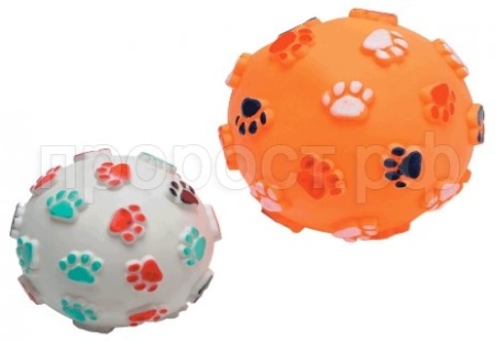 Игрушка для собак крупных пород Мяч с рисунком Лапки 9 см С2359