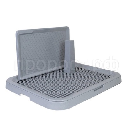 Туалет д/собак ВИКОНТ со столбиком и стенкой 48,5*34*27см светло-серый/2938/Дарэлл