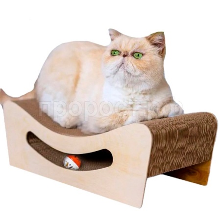 Когтеточка-лежанка  зверьё моё улыбка с игрушкой 49х21х16см/86207