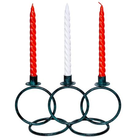 ДЕКОР Подсвечник Кольцо 3 свечи антик зеленый РЗДИ/1шт