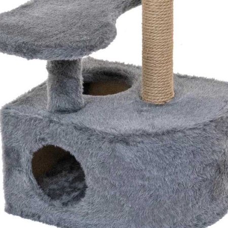 Когтеточка Домик ЧИП круглый с полкой, столбик джут 48*51*h71см дымчатый/8347/Дарэлл