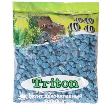 Грунт для аквариума Тритон блестящий голубой крупный 800гр