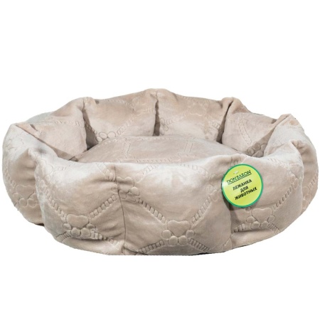 Лежанка круглая с подушкой бежевая 52*20см