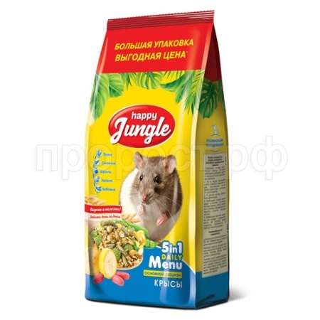 Грызуны Хэппи Джангл д/крыс декоративных основной рацион 900гр/10шт/J123 ЧЗ
