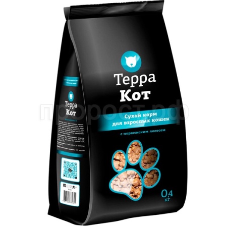 Кошки Терра Кот норвежский лосось д/взр.кошек 400г/10шт