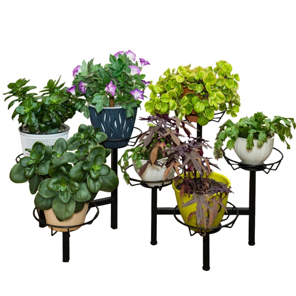 Подставка ЦВЕТНИК 4 горшка МИНИ разборная черная РЗДИ