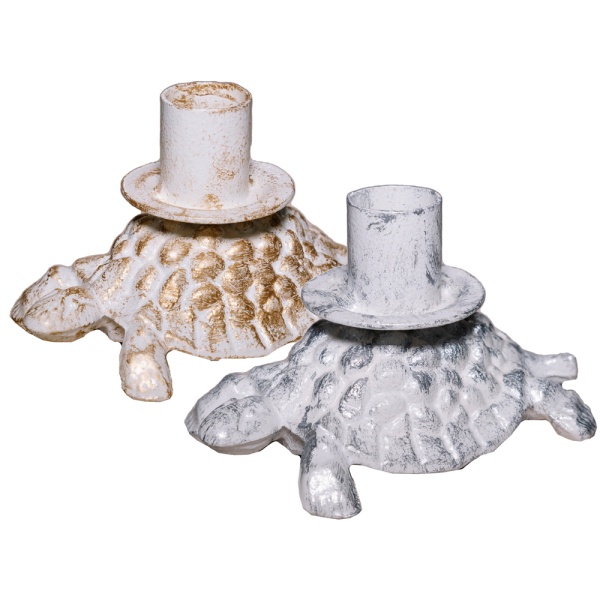 ДЕКОР Подсвечник Черепаха бел серебро РЗДИ/1шт