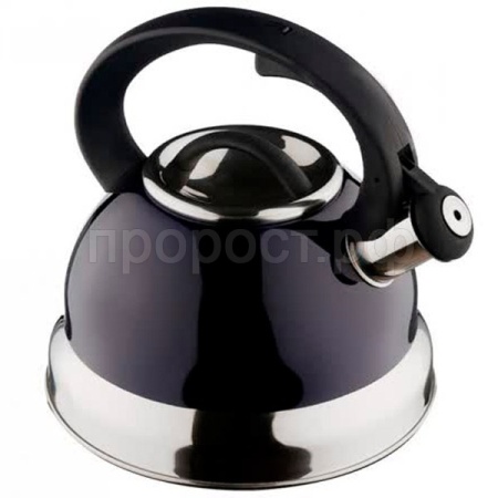 Чайник 2,5л Индиго ЗЕРКАЛЬНАЯ ПОЛОСА со свистком КТ-146B