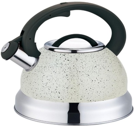 Чайник 2,5л со свистком индукц. белый мрамор