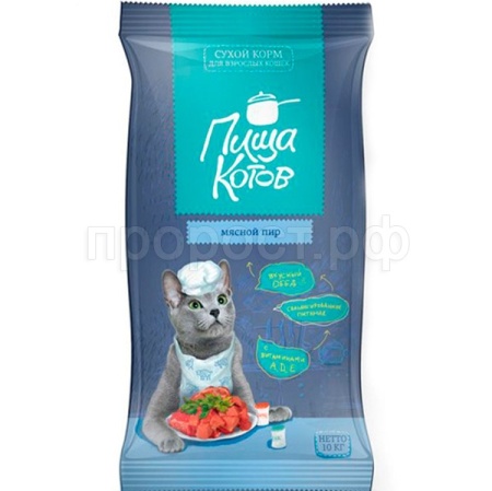 Корм для кошек Пища котов мясной пир с курицей и говядиной 10кг