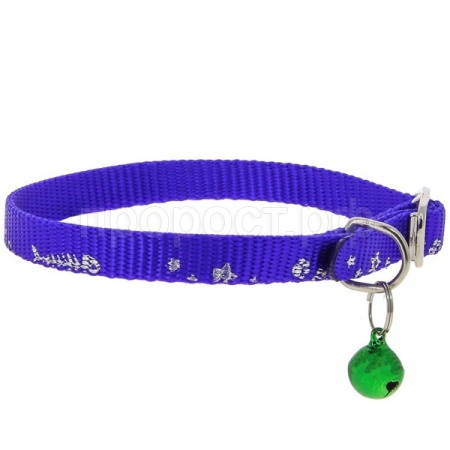 Ошейник нейлон 12мм со светоотражающим рисунком 30см синий/00212017-06/Каскад