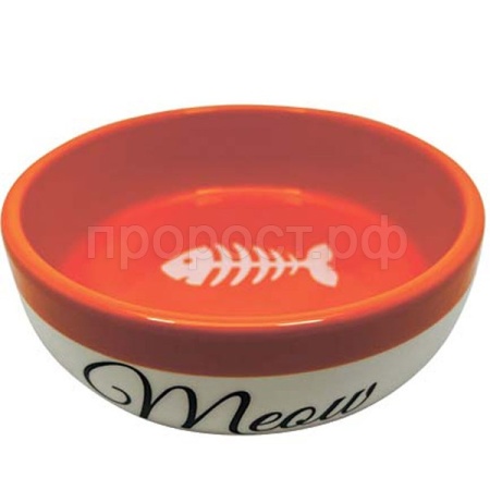 Миска керамика с рыбкой оранжевая 13,4*13,4*4см 320мл/МКР2107/Евро