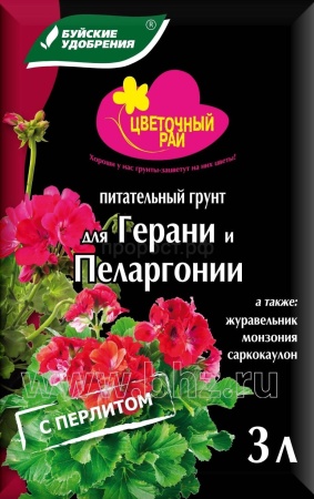 Грунт Цветочный Рай 3л для Герани и Пеларгонии