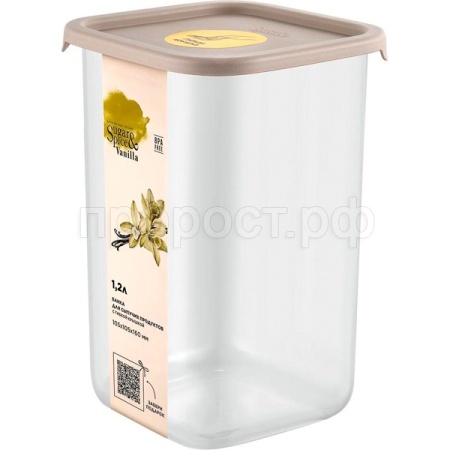 Емкость д/сыпуч. 1,2л Sugar&Spice квадрат. латте с гибкой крышкой SE1685 /9шт/ПР