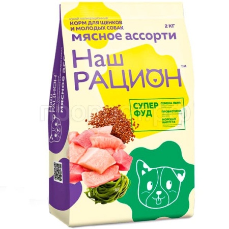 Собаки Наш Рацион д/щенков и молодых собак мясное ассорти 2кг/6шт/5656