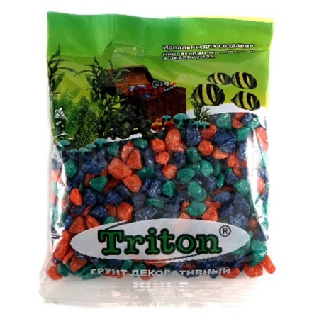 Грунт для аквариума Тритон блестящий смесь №6(оранжевый+бирюзовый+синий) 800гр