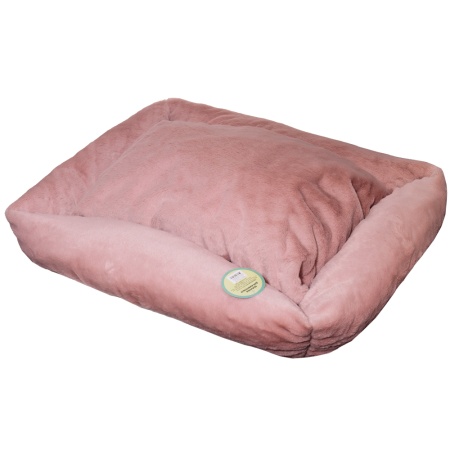 Лежанка прямоугольная мех однотон с подушкой холофайбер Пыльная Роза 65*50*18см/DONBARON