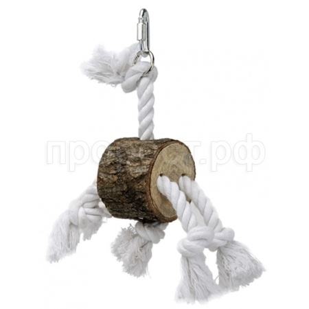 Игрушка для птиц Деревянный пенек с веревками