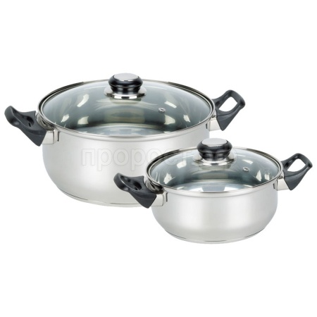 Набор посуды 4предмета (2 кастрюли+2 крышки) 2/2,8л D18/20см из нержавеющей стали