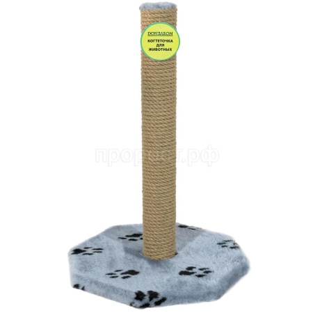 Когтеточка столбик мех, джут серый 35*35*50см/DONBARON